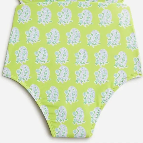 J.Crew SZ Blockprints™ X cutout one-piece swimsuit in green paisley
